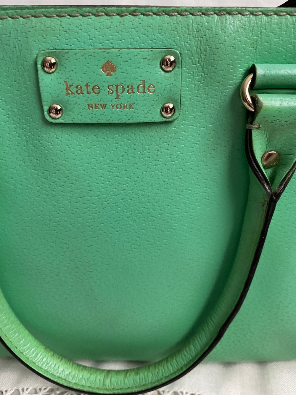 kate spade Mint Green Leather Satchel with adjustable Shoulder Strap - Picture 2 of 11